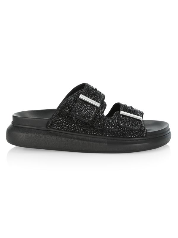 Alexander McQueen Hybrid Double Buckle Crystal Slides